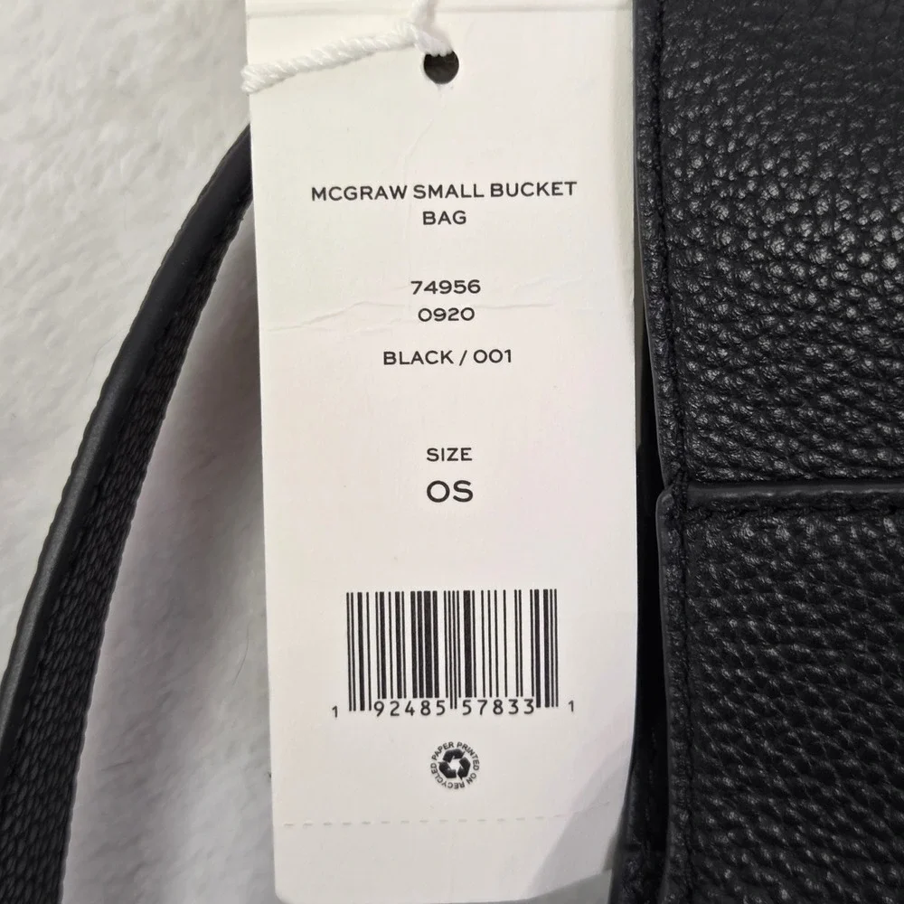 Tory Burch McGraw Small Bucket Bag Black Leather‎ Crossbody 74956 001 NWT